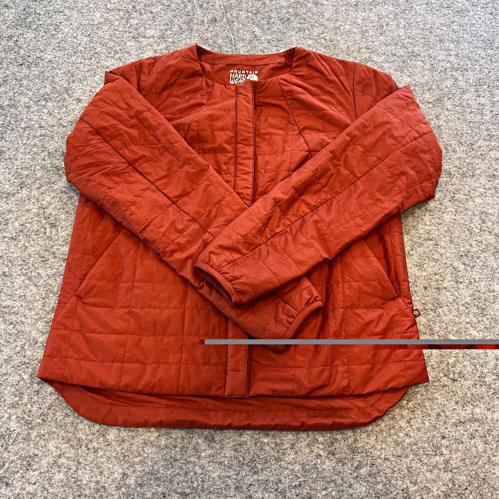 Mountain Hardwear Women’s Insulated Zip Jacket Rust Solid Mid-Length Size S